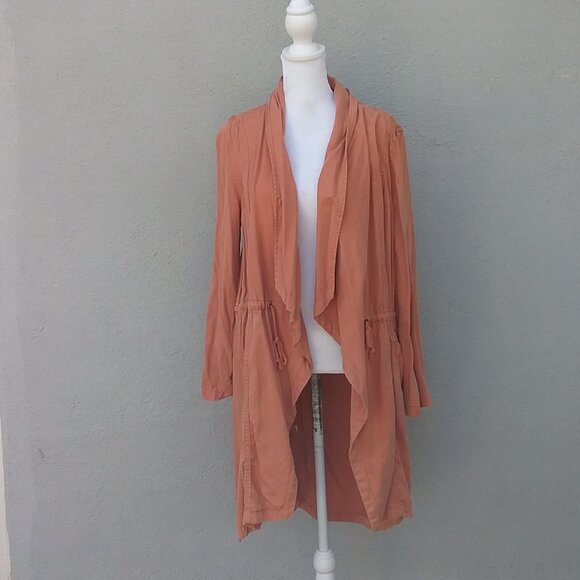Max Jeans Jacket Women's Size Med Desert Color Open Front tie waist Tencel Fall - Picture 1 of 7